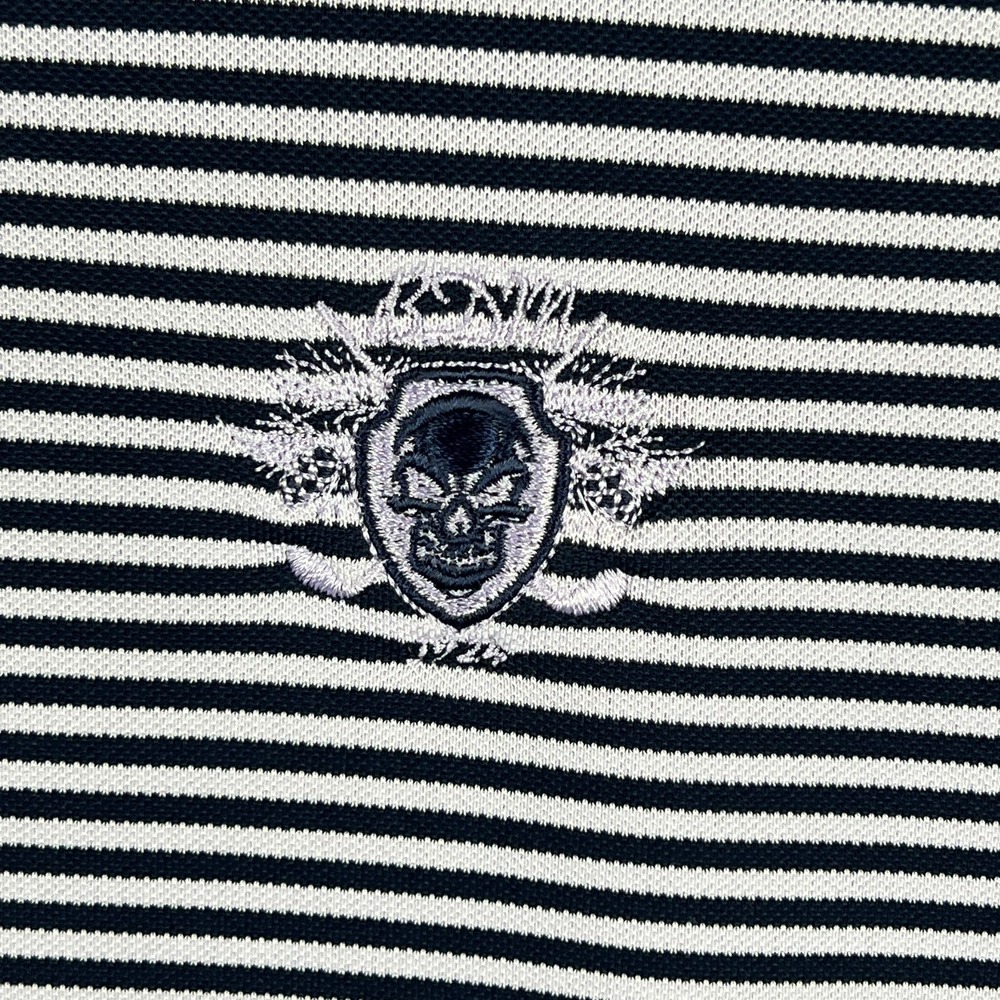 KJUS Golf Polo Shirt Mens XL 54 Comfort Fit Navy Blue Purple‎ Striped UPF 30+ - Picture 3 of 12